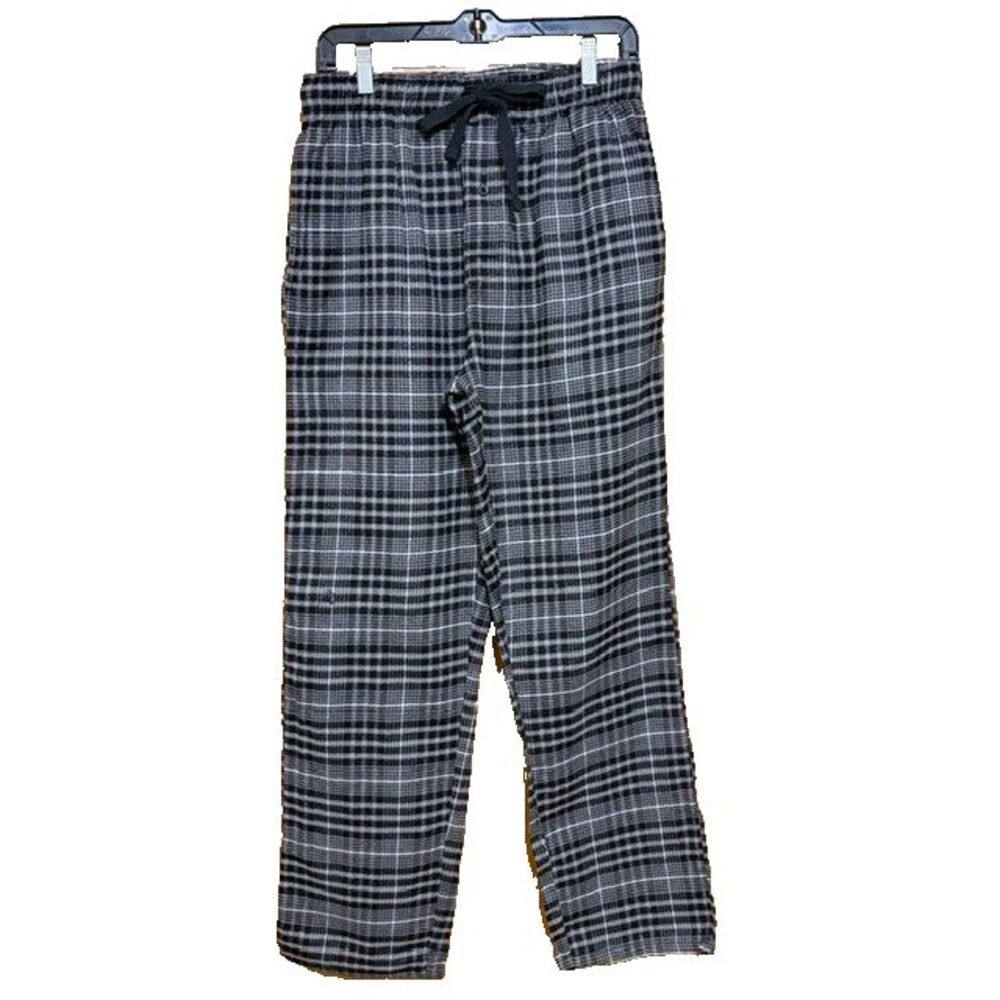 U.S. Polo Assn Mens Black Gray Plaid Cotton Blend Pajama Lounge Pants M
